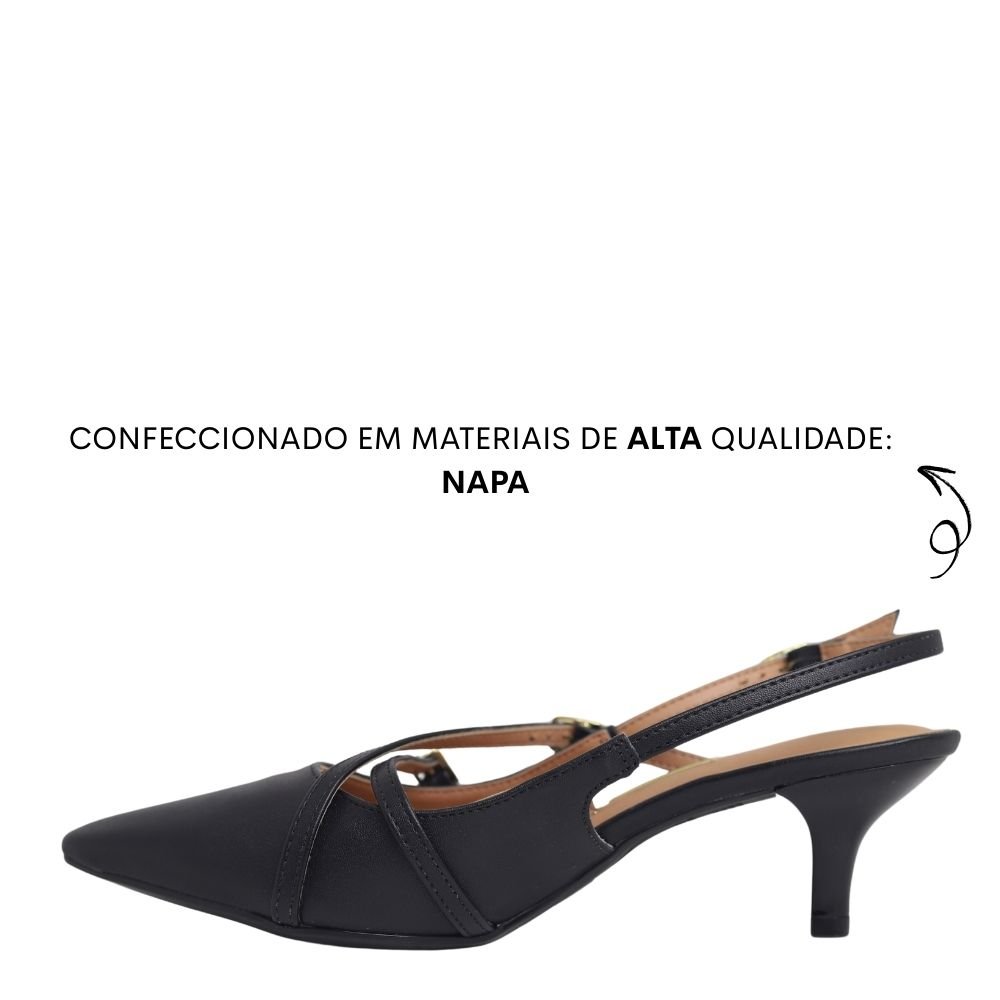 Scarpin Feminino Vizzano Slingback Salto Baixo Fino 1122.885 Preto 3