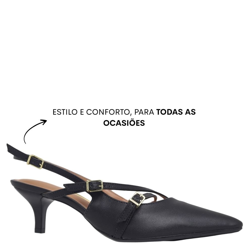 Scarpin Feminino Vizzano Slingback Salto Baixo Fino 1122.885 Preto 4