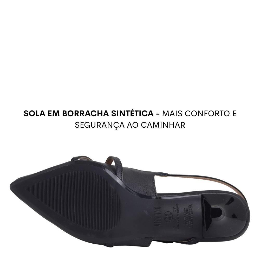 Scarpin Feminino Vizzano Slingback Salto Baixo Fino 1122.885 Preto 5