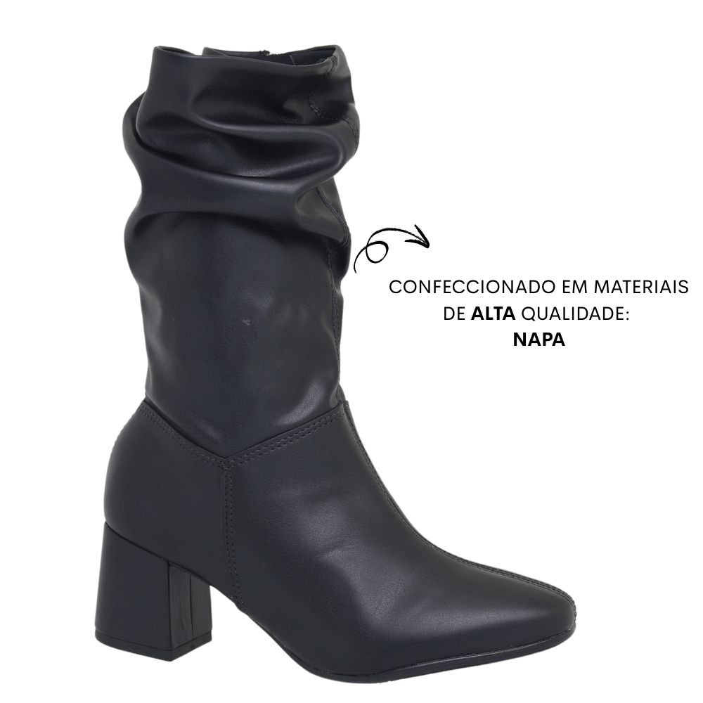 Bota Salto Bloco Beira Rio Cano Alto Plataforma Leve 9076102 Preto 4