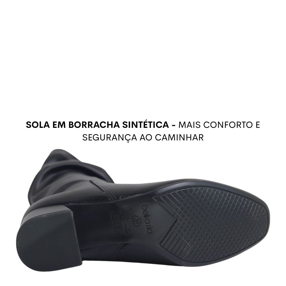 Bota Salto Bloco Beira Rio Cano Alto Plataforma Leve 9076102 Preto 5