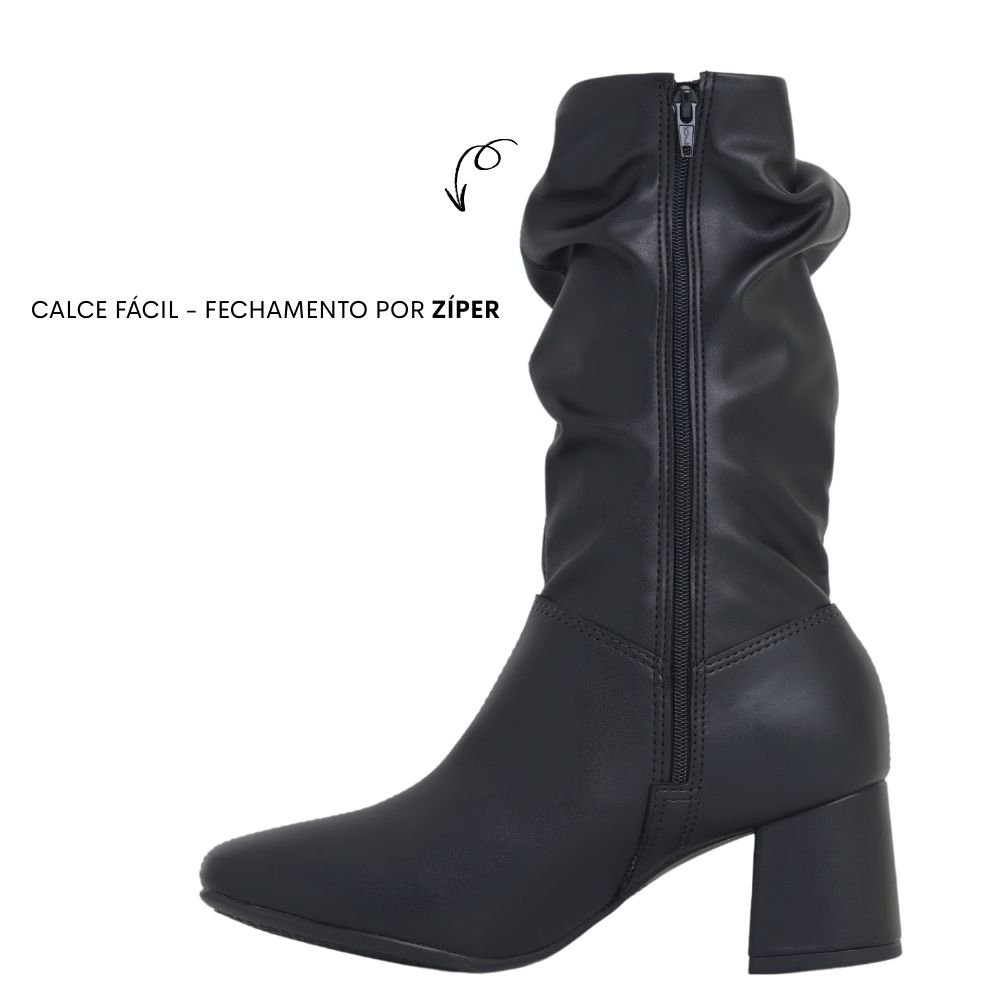 Bota Salto Bloco Beira Rio Cano Alto Plataforma Leve 9076102 Preto 3