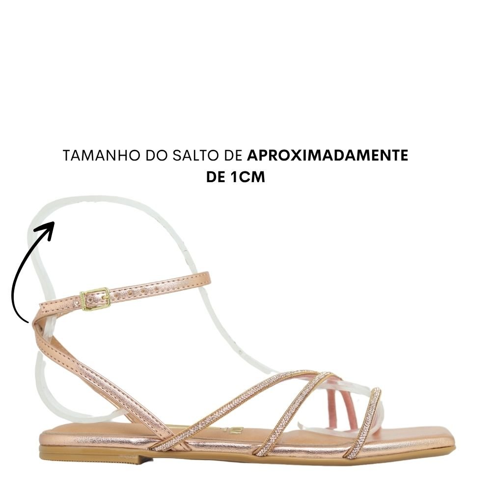 Sandália Rasteira Stras Metalizada Feminina Vizzano 6513.207 Dourado 2