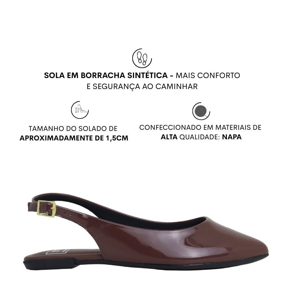 Sapatilha Slingback Moleca Feminina Confortável Leve 5444330 Marrom 2