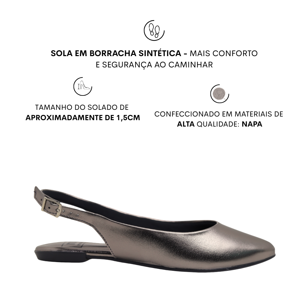 Sapatilha Slingback Moleca Feminina Confortável Leve 5444330 Cinza 2