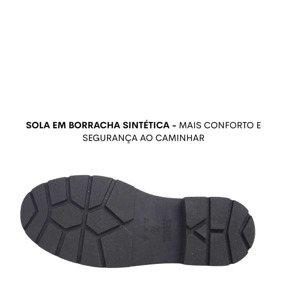 Bota Coturno Feminino Cano Curto Conforto Estilo Redak 527B Preto 5