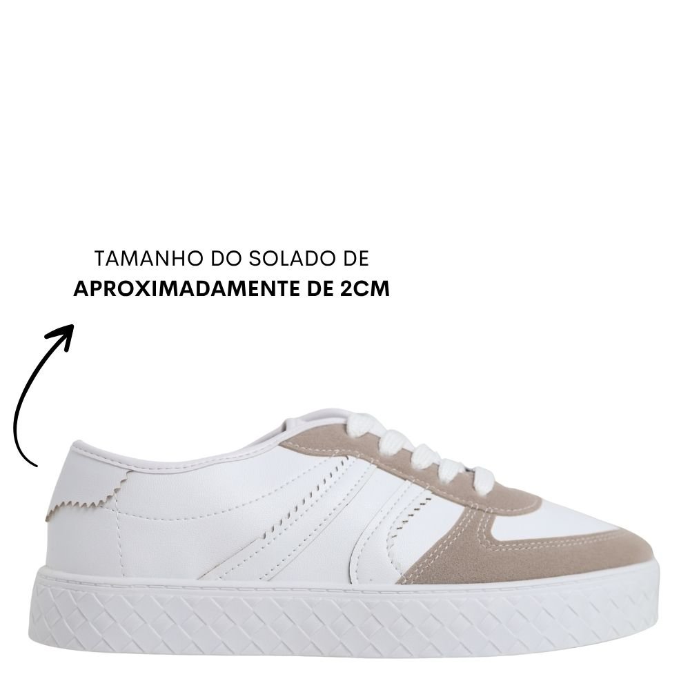 Tenis Feminino Casual Moleca Flatform Camurça 5712.330 Branco/Cinza 2