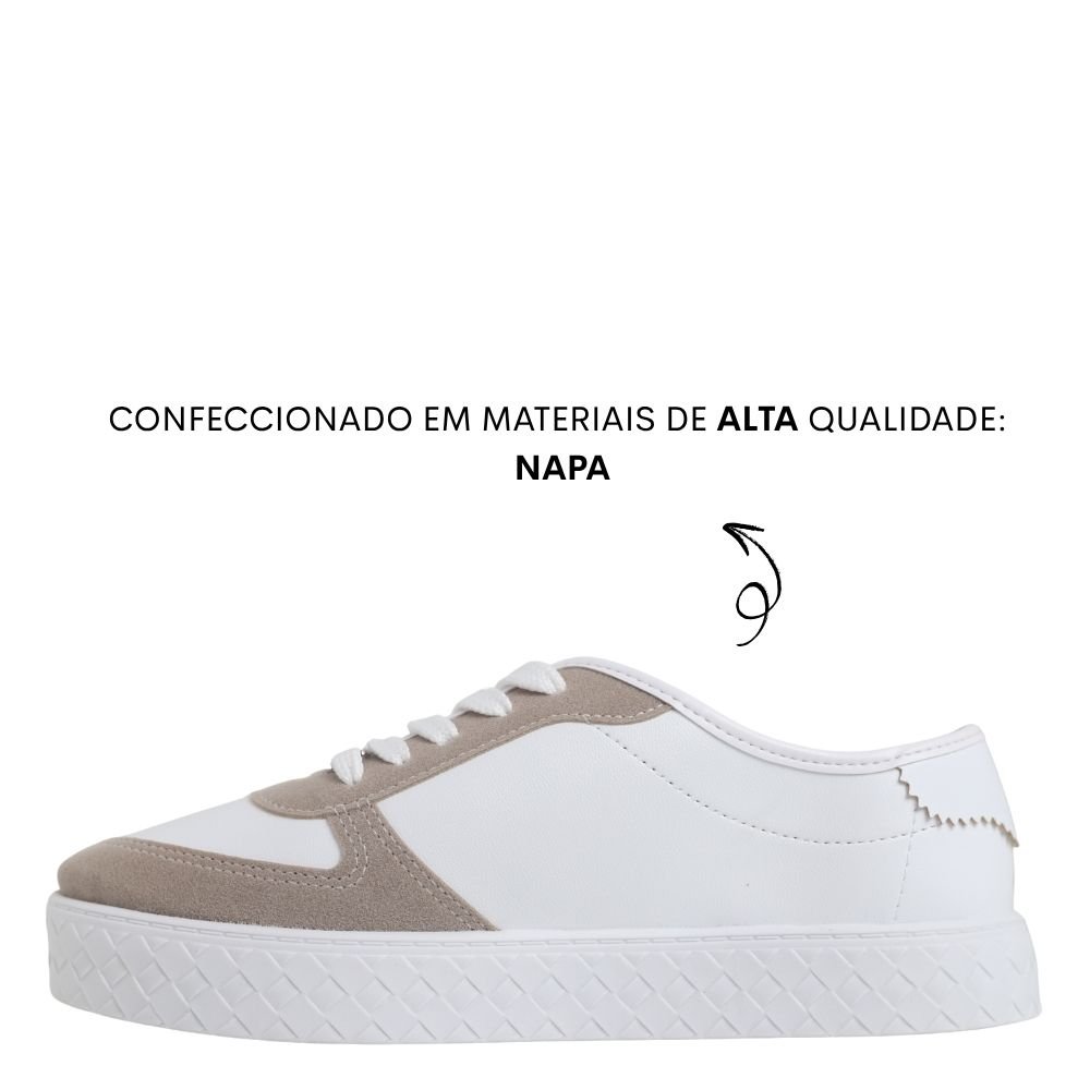 Tenis Feminino Casual Moleca Flatform Camurça 5712.330 Branco/Cinza 3