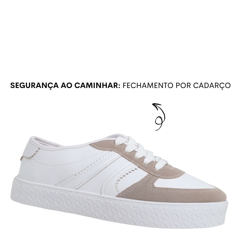Tenis Feminino Casual Moleca Flatform Camurça 5712.330 Branco/Cinza 4