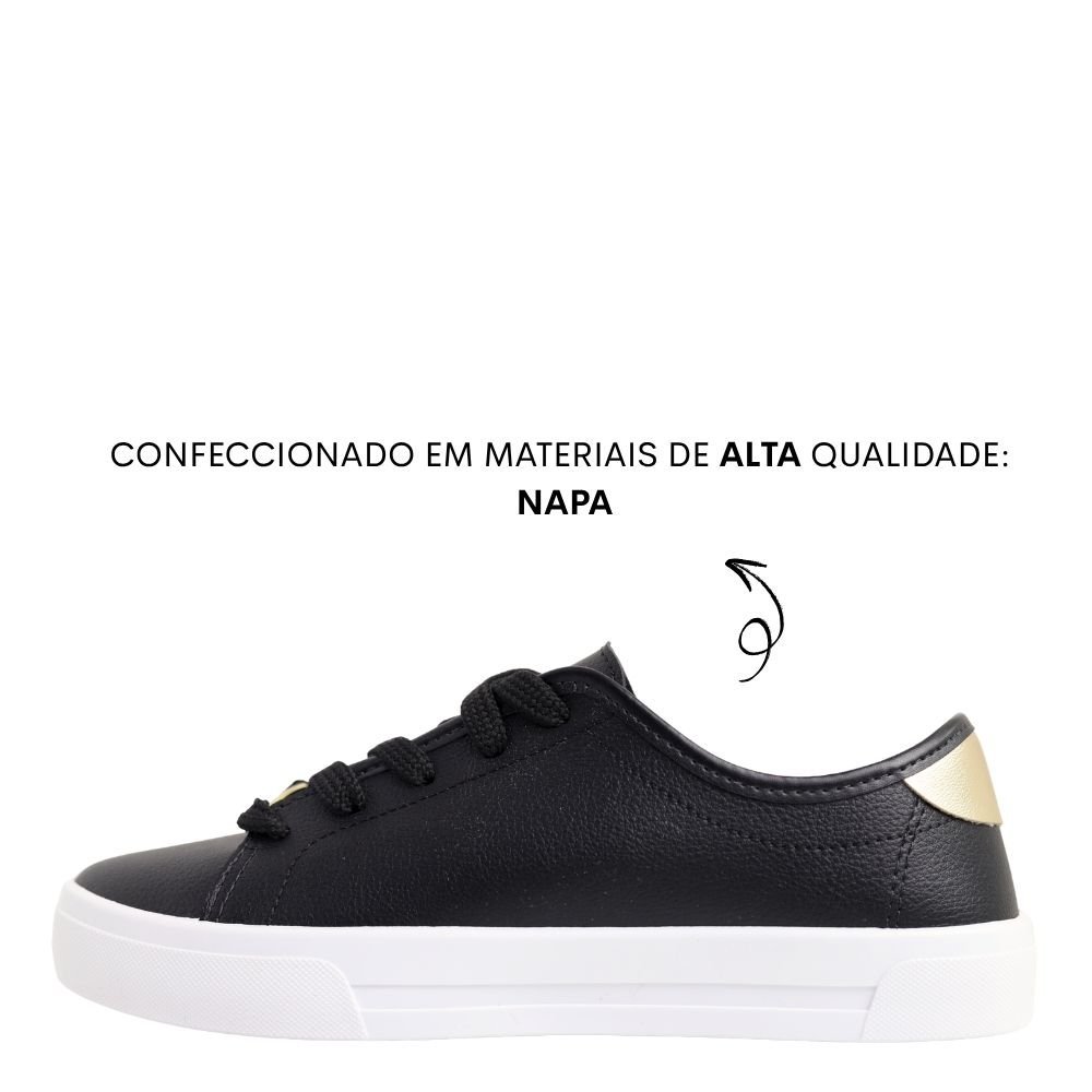 Tênis Feminino Casual Básico Conforto Estilo Moleca 5667.342 Preto 3