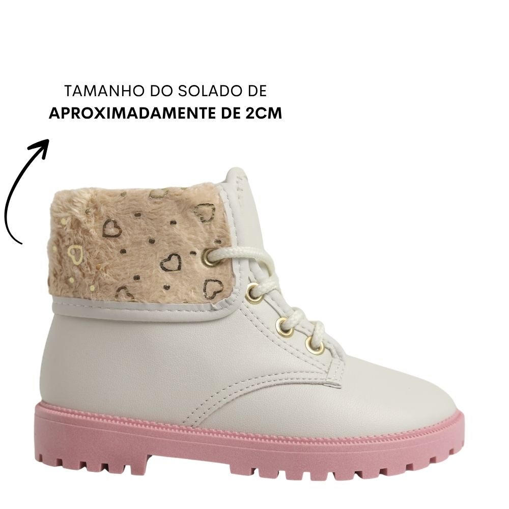 Bota Coturno Infantil Menina Molekinha Pelo Casual 2126.520 Rosa 2