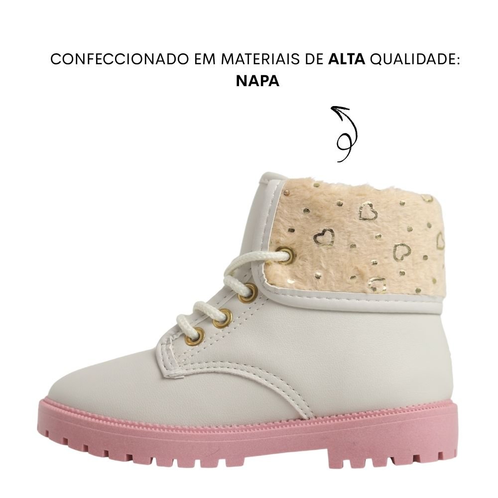 Bota Coturno Infantil Menina Molekinha Pelo Casual 2126.520 Rosa 3
