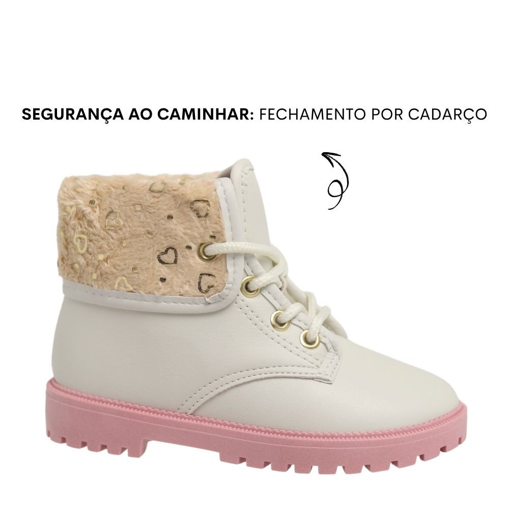 Bota Coturno Infantil Menina Molekinha Pelo Casual 2126.520 Rosa 4