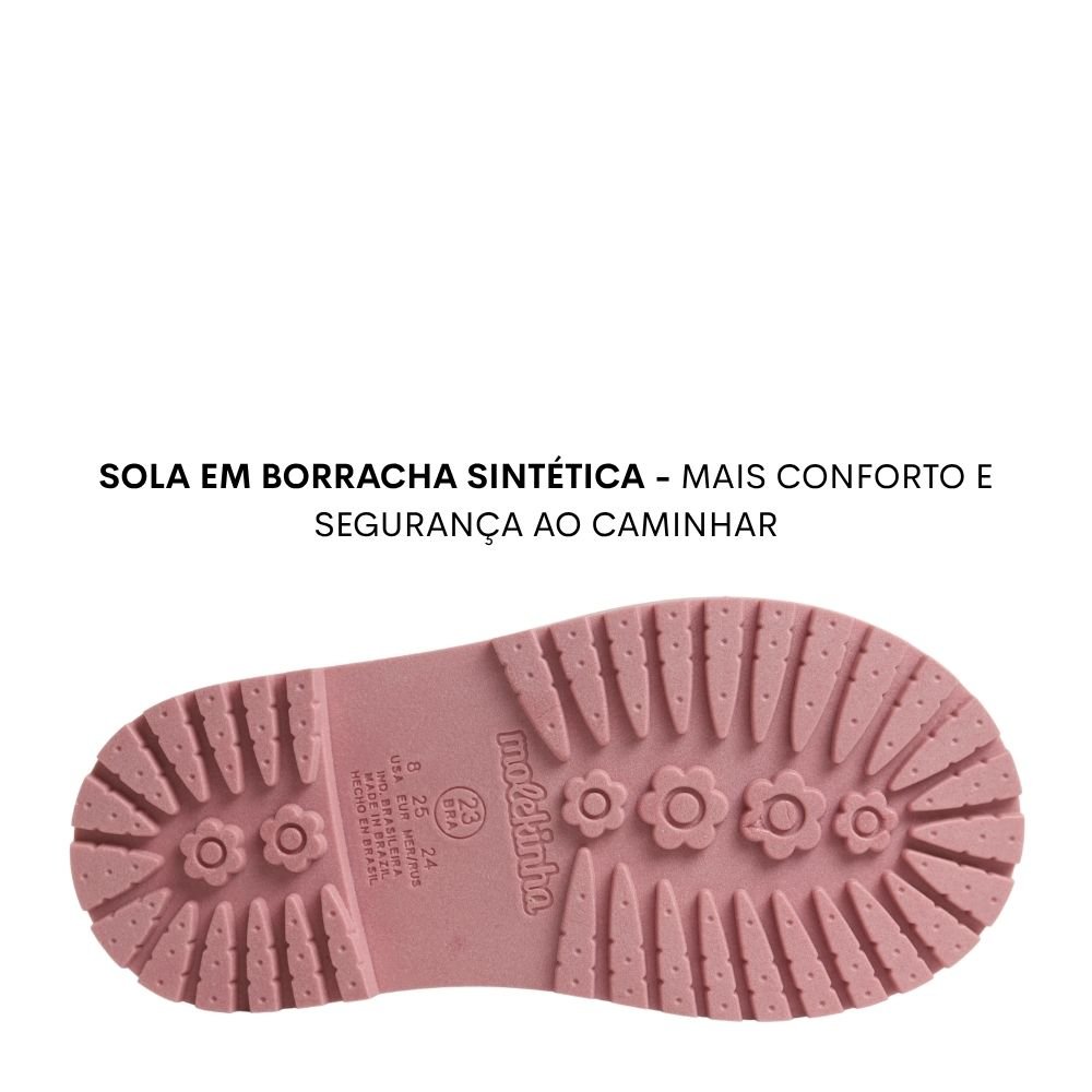 Bota Coturno Infantil Menina Molekinha Pelo Casual 2126.520 Rosa 5