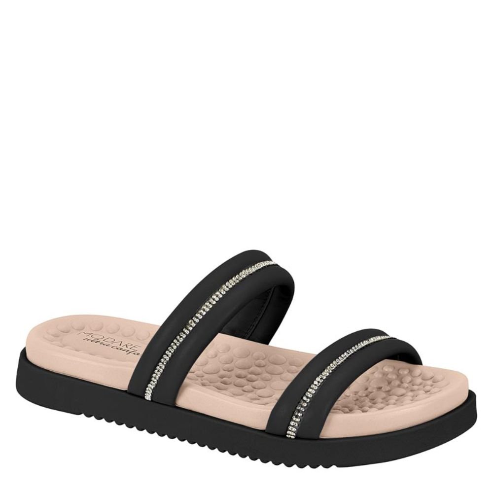 Tamanco Feminino Modare Brilho Leve Macio Verão Conforto Preto 1