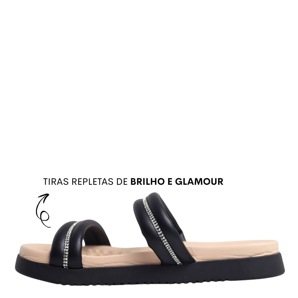 Tamanco Feminino Modare Brilho Leve Macio Verão Conforto Preto 3