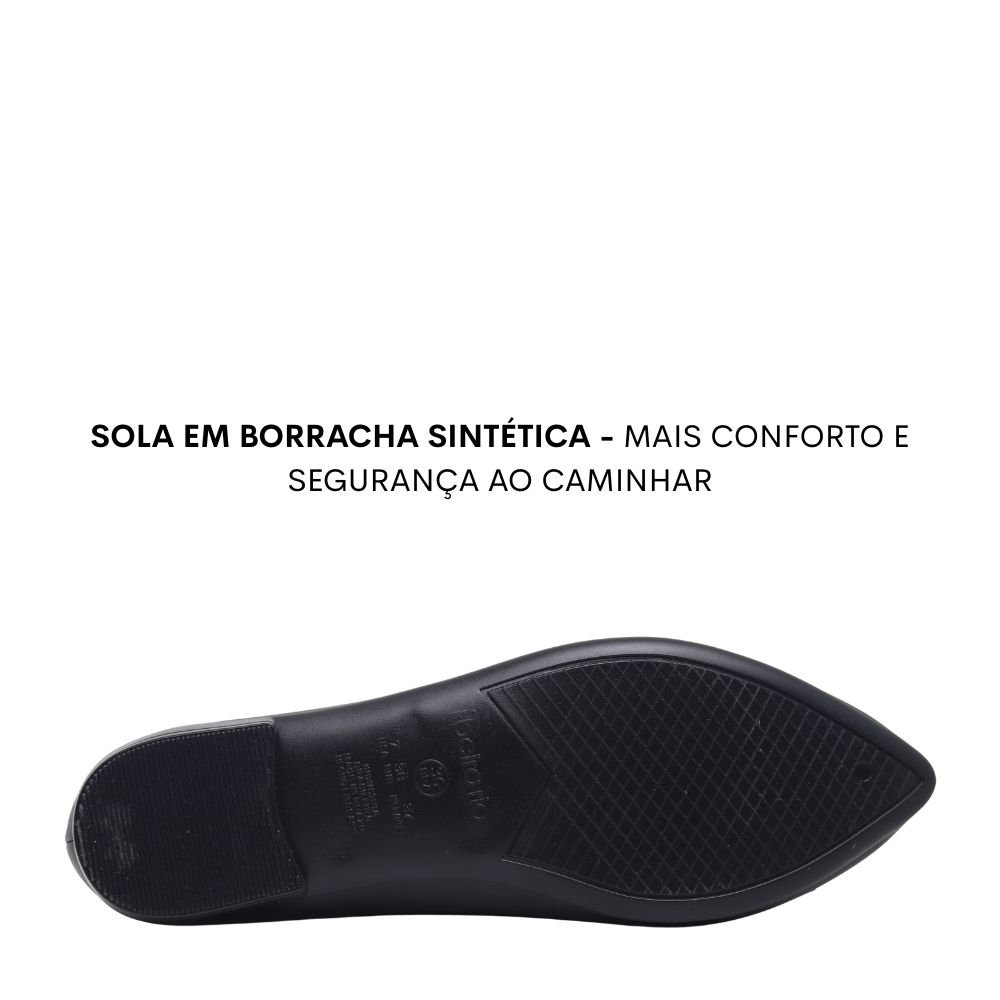Sapatilha Salto Baixo Feminina Bico Fino Beira Rio 4136.1118 Preto 5