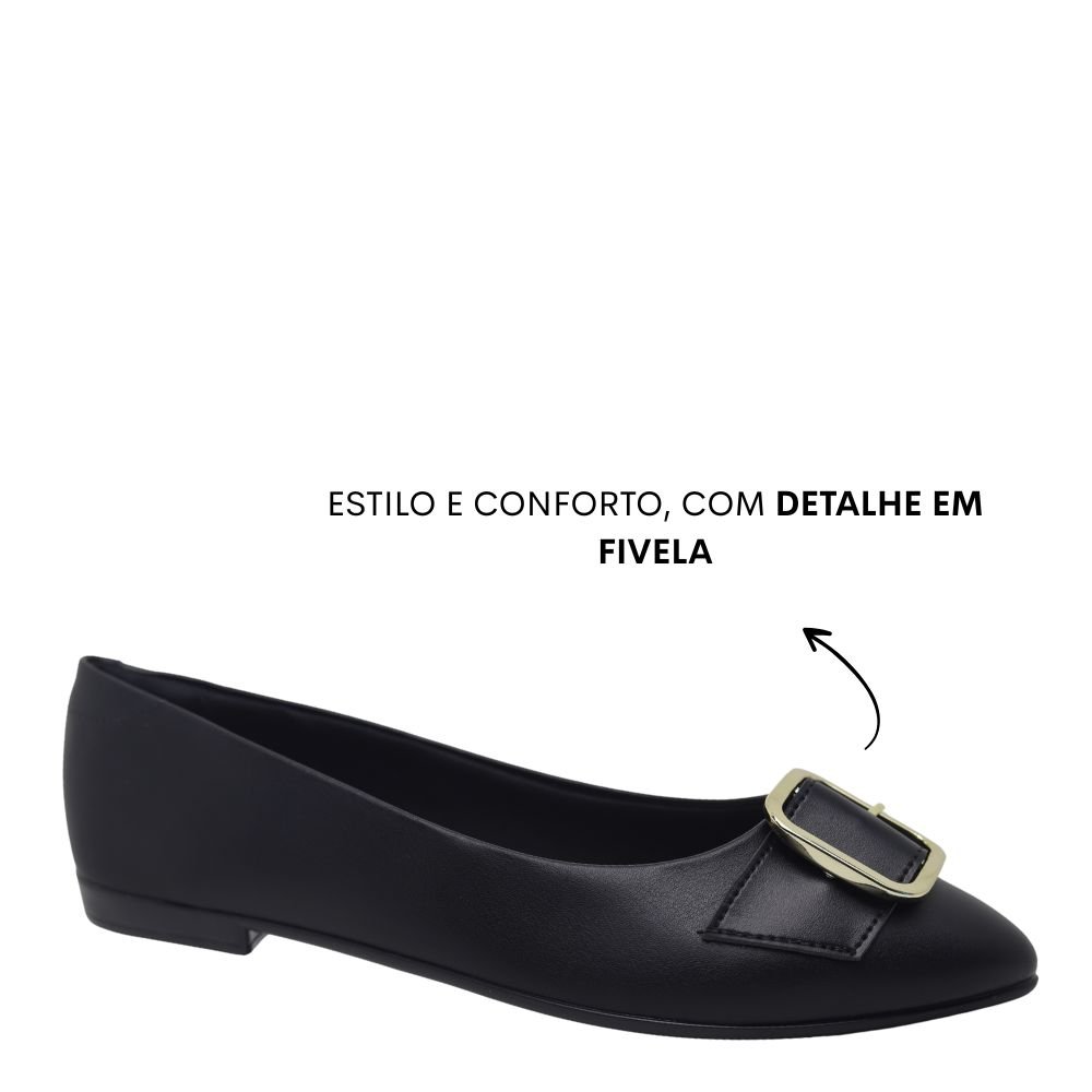 Sapatilha Salto Baixo Feminina Bico Fino Beira Rio 4136.1118 Preto 4