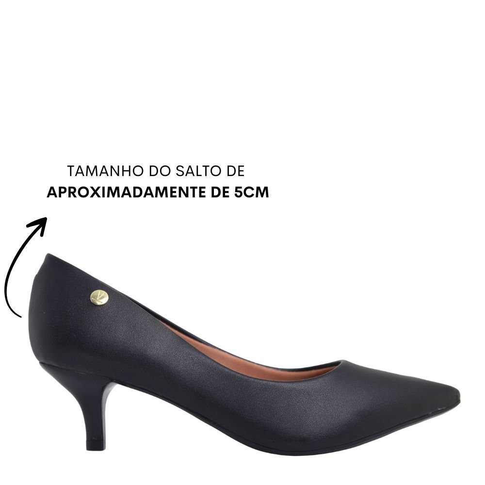 Sapato Feminino Scarpin Vizzano Salto Baixo Bico Fino 1122828 Preto Fosco 2