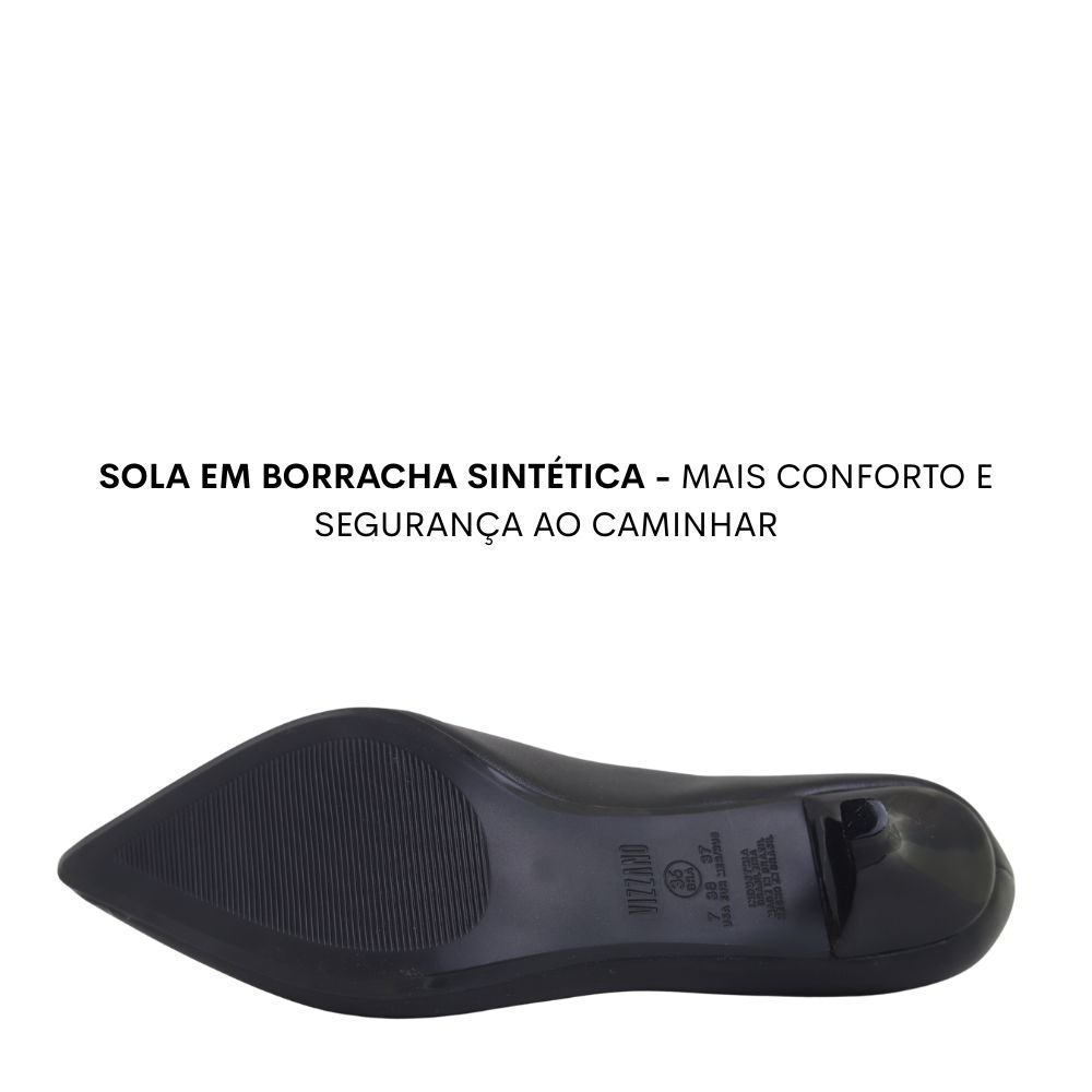 Sapato Feminino Scarpin Vizzano Salto Baixo Bico Fino 1122828 Preto Fosco 5