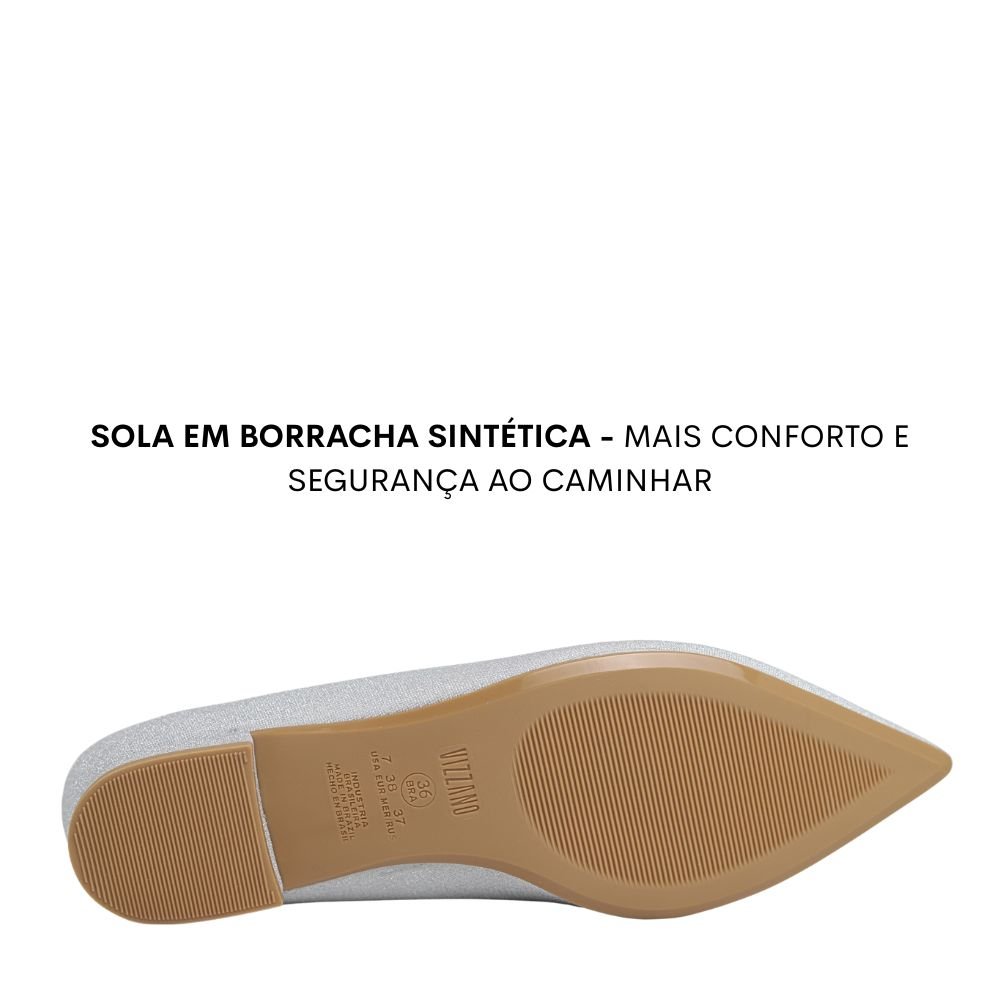 Sapatilha Feminina Salto Baixo Bico Fino Vizzano 1206.261 Cinza 5