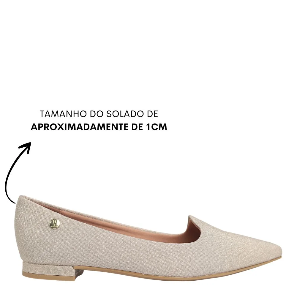 Sapatilha Feminina Salto Baixo Bico Fino Vizzano 1206.261 Bege 2