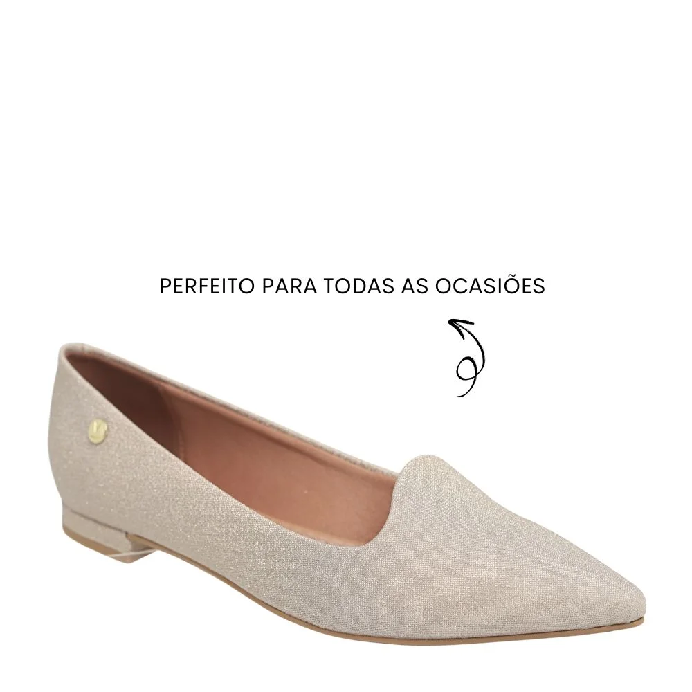 Sapatilha Feminina Salto Baixo Bico Fino Vizzano 1206.261 Bege 4