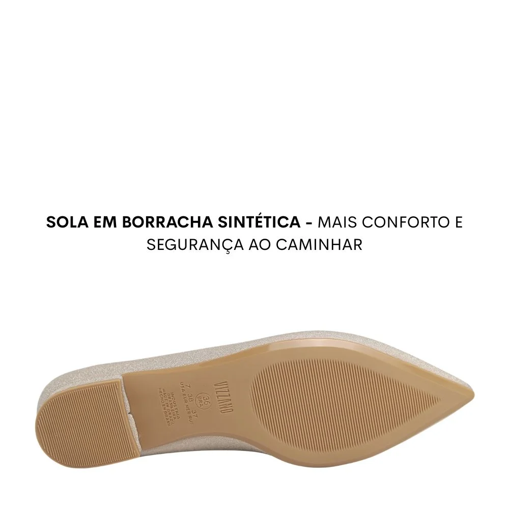 Sapatilha Feminina Salto Baixo Bico Fino Vizzano 1206.261 Bege 5