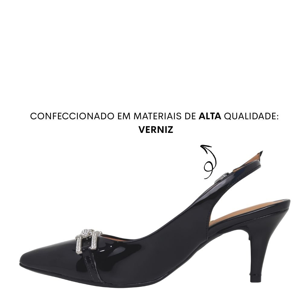 Scarpin Vizzano Feminino Salto Alto Brilho Strass 1185.1131 Preto 3