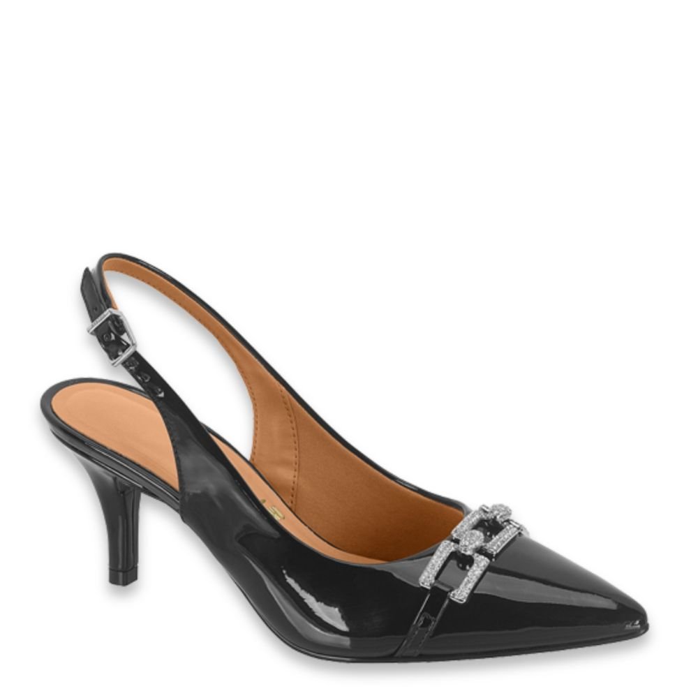 Scarpin Vizzano Feminino Salto Alto Brilho Strass 1185.1131 Preto 1