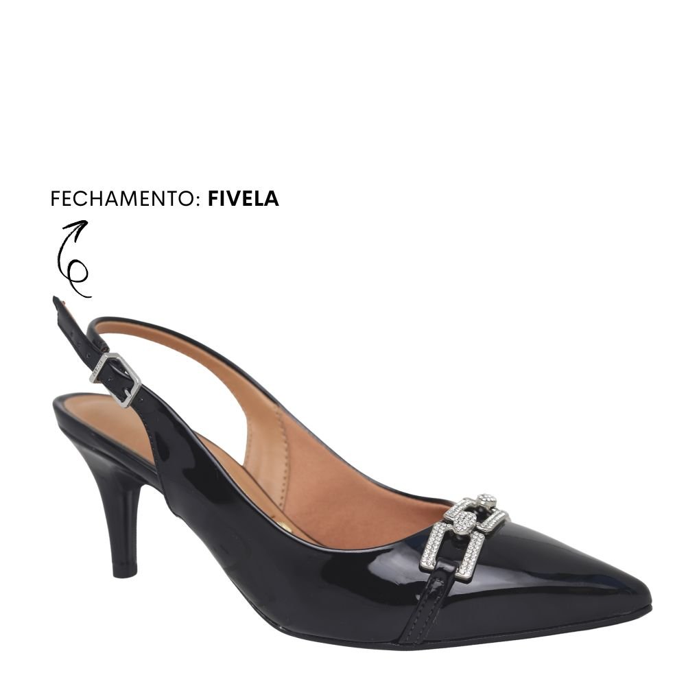 Scarpin Vizzano Feminino Salto Alto Brilho Strass 1185.1131 Preto 4