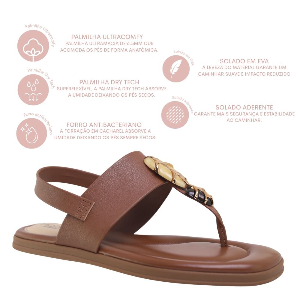 Sandália Modare Conforto Ortopédico Feminino Flat 7212103 Marrom 4