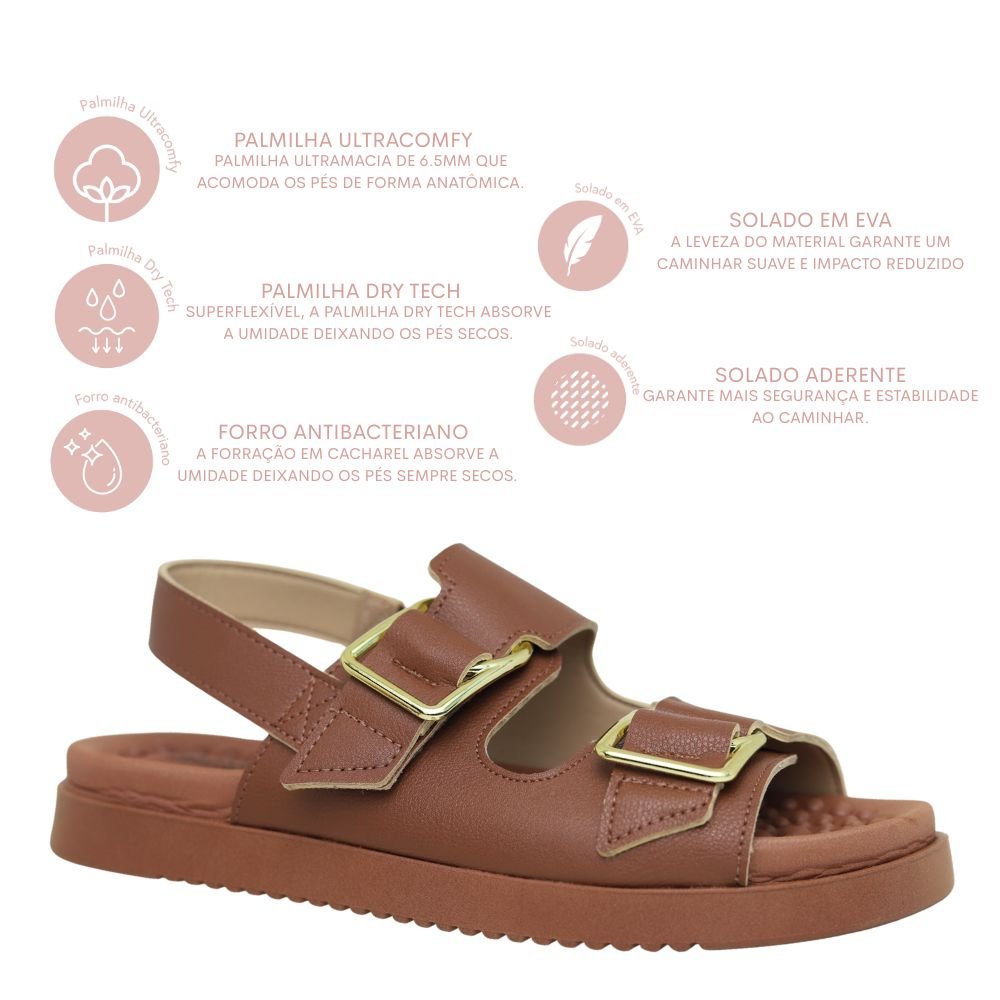 Sandália Feminina Modare Ultraconforto Ortopédica 7178.121 Marrom 4