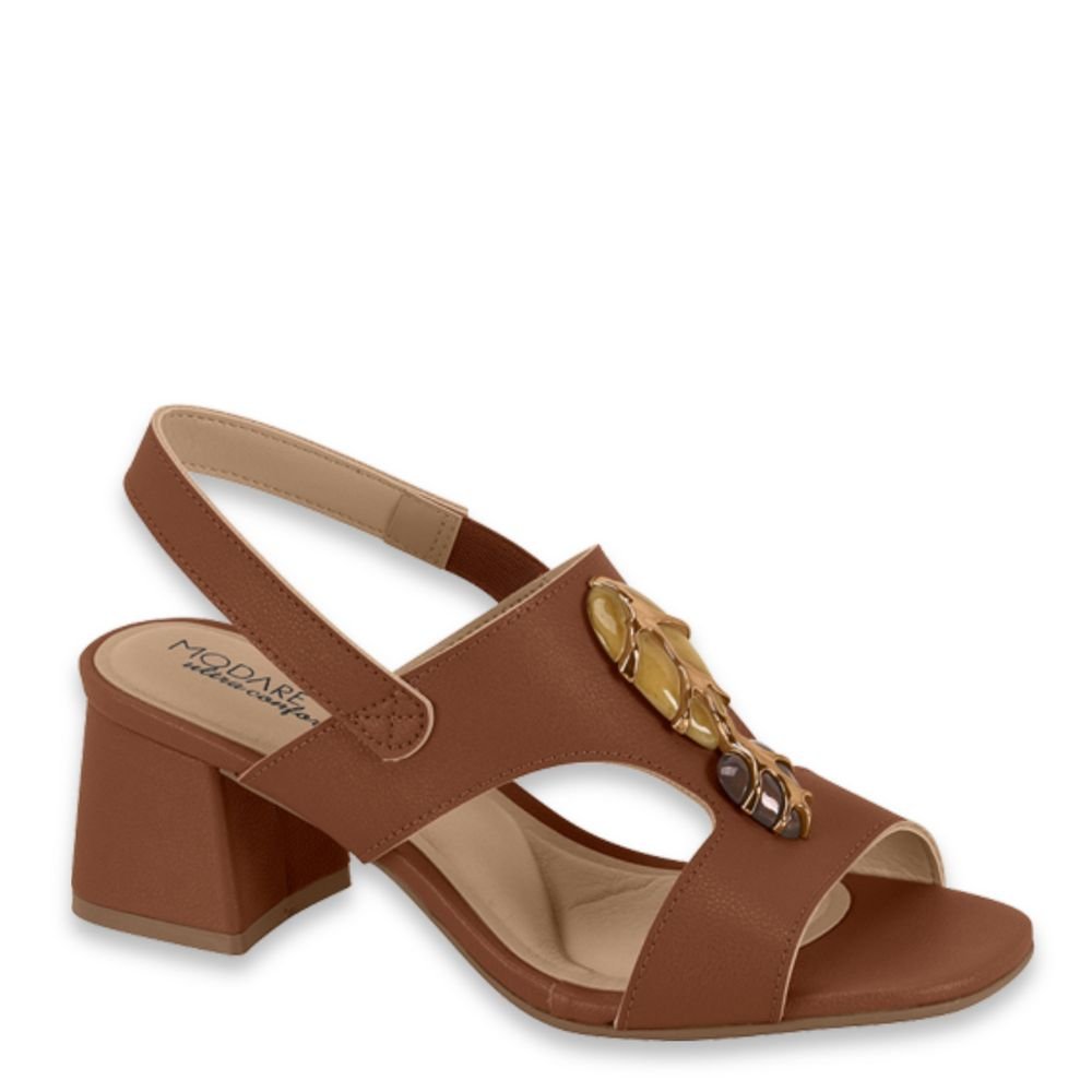 Sandália Feminina Modare Conforto Salto Baixo Grosso 7172127 Marrom