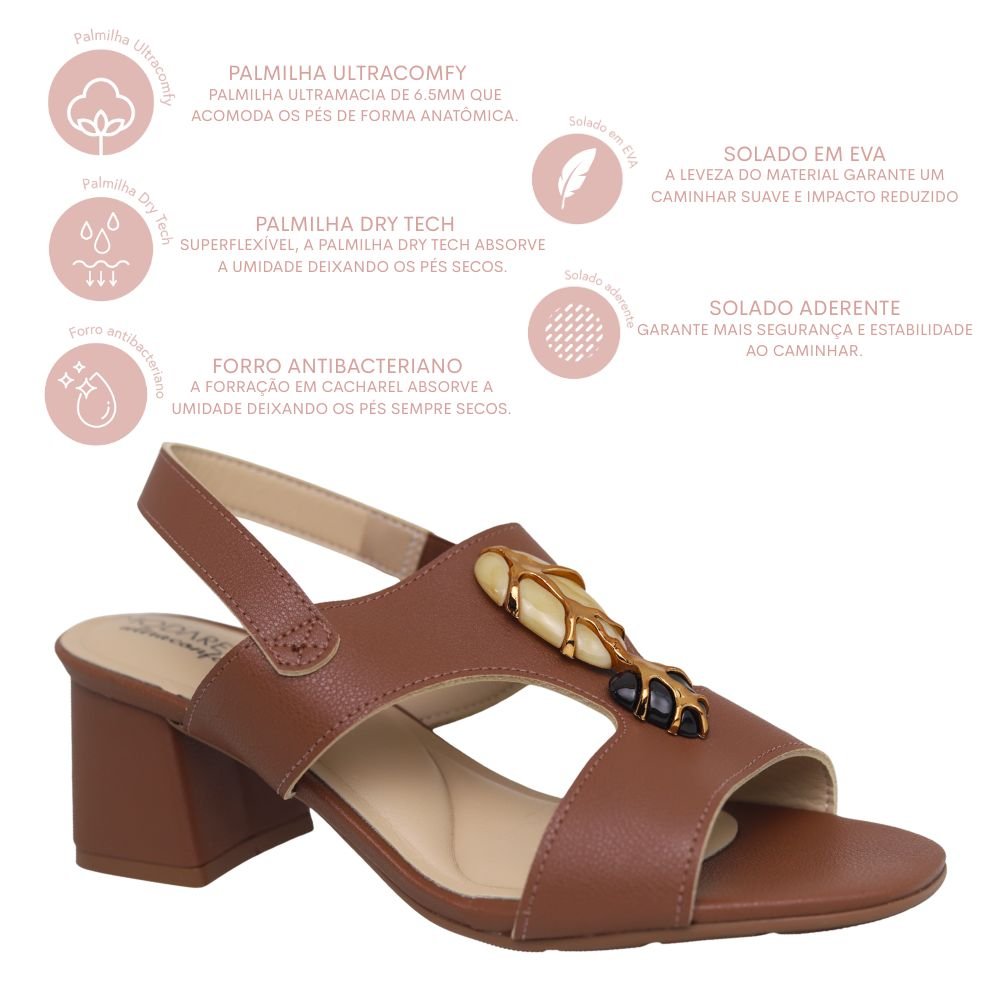 Sandália Feminina Modare Conforto Salto Baixo Grosso 7172127 Marrom 4