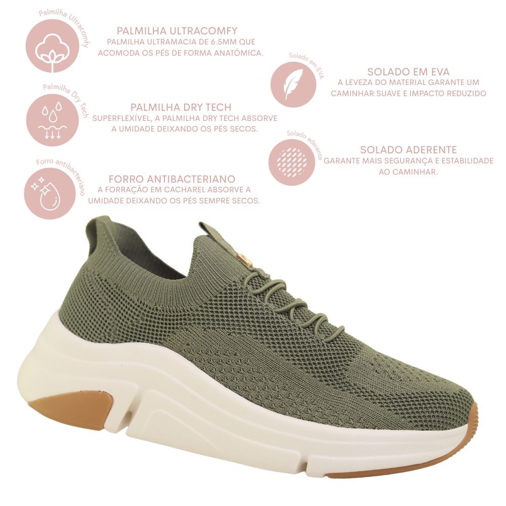 Tênis Feminino Modare Plataforma Casual Confortável 7401.105 Verde 4