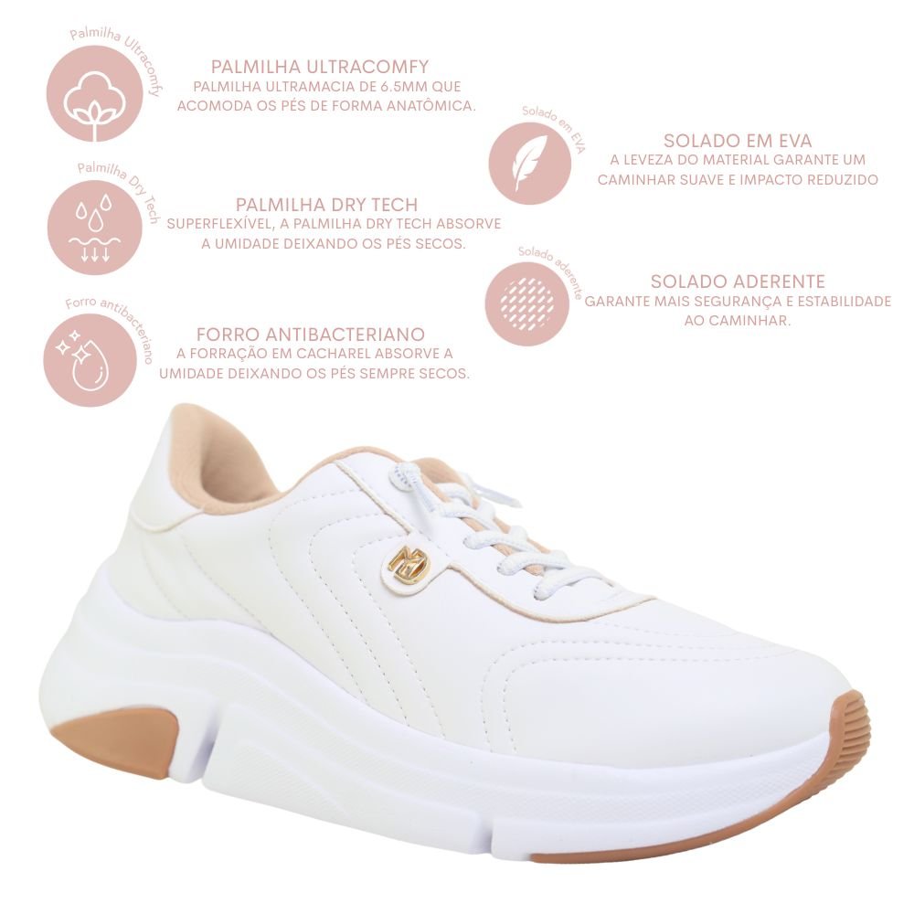 Tênis Feminino Modare Plataforma Casual Confortável 7401.104 Branco 4