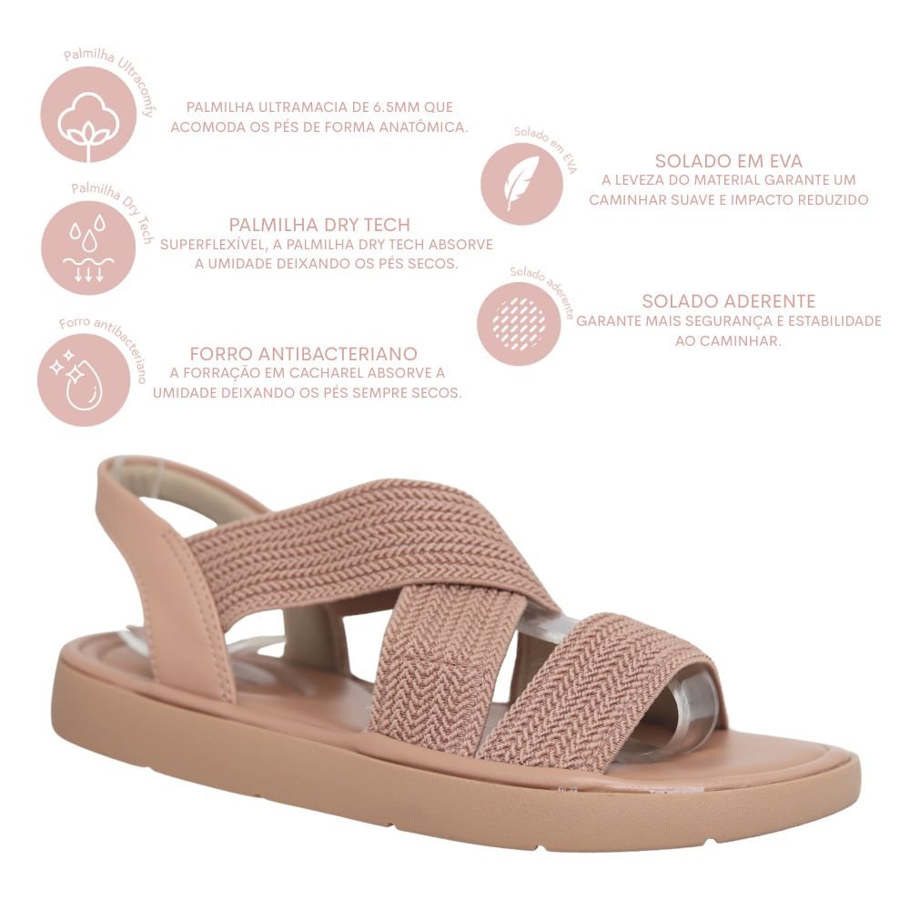 Sandalia Feminina Ortopedica Modare Elastico Estilo 7208.105 Bege 4