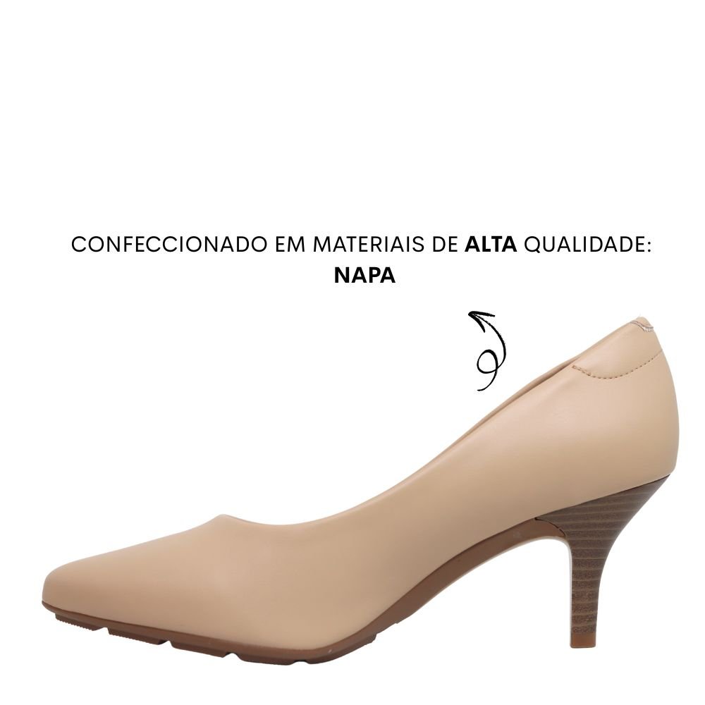 Sapato Feminino Scarpin Salto Baixo Conforto Modare 7013.566 Bege 3