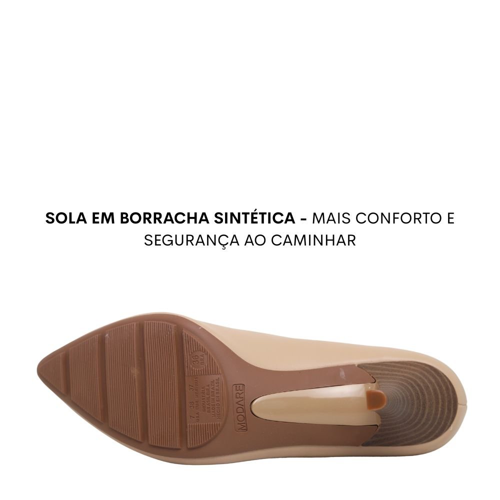 Sapato Feminino Scarpin Salto Baixo Conforto Modare 7013.566 Bege 5