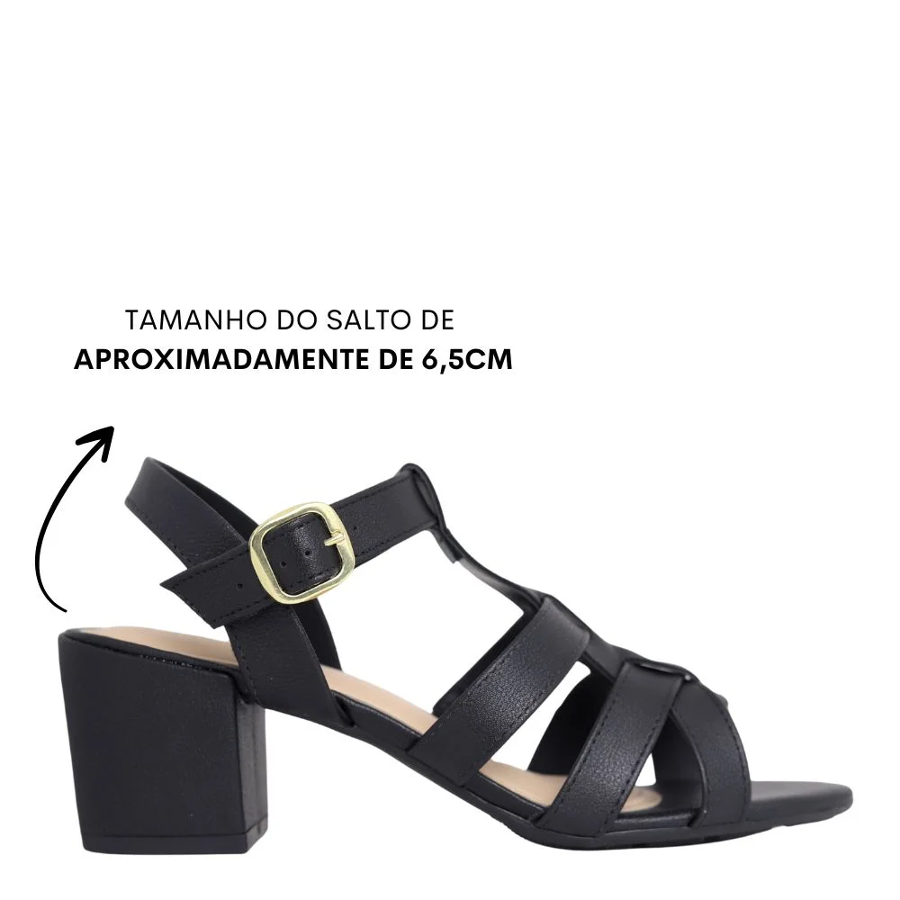 Sandália Feminina Conforto Salto Baixo Grosso Modare 7109484 Preto 2