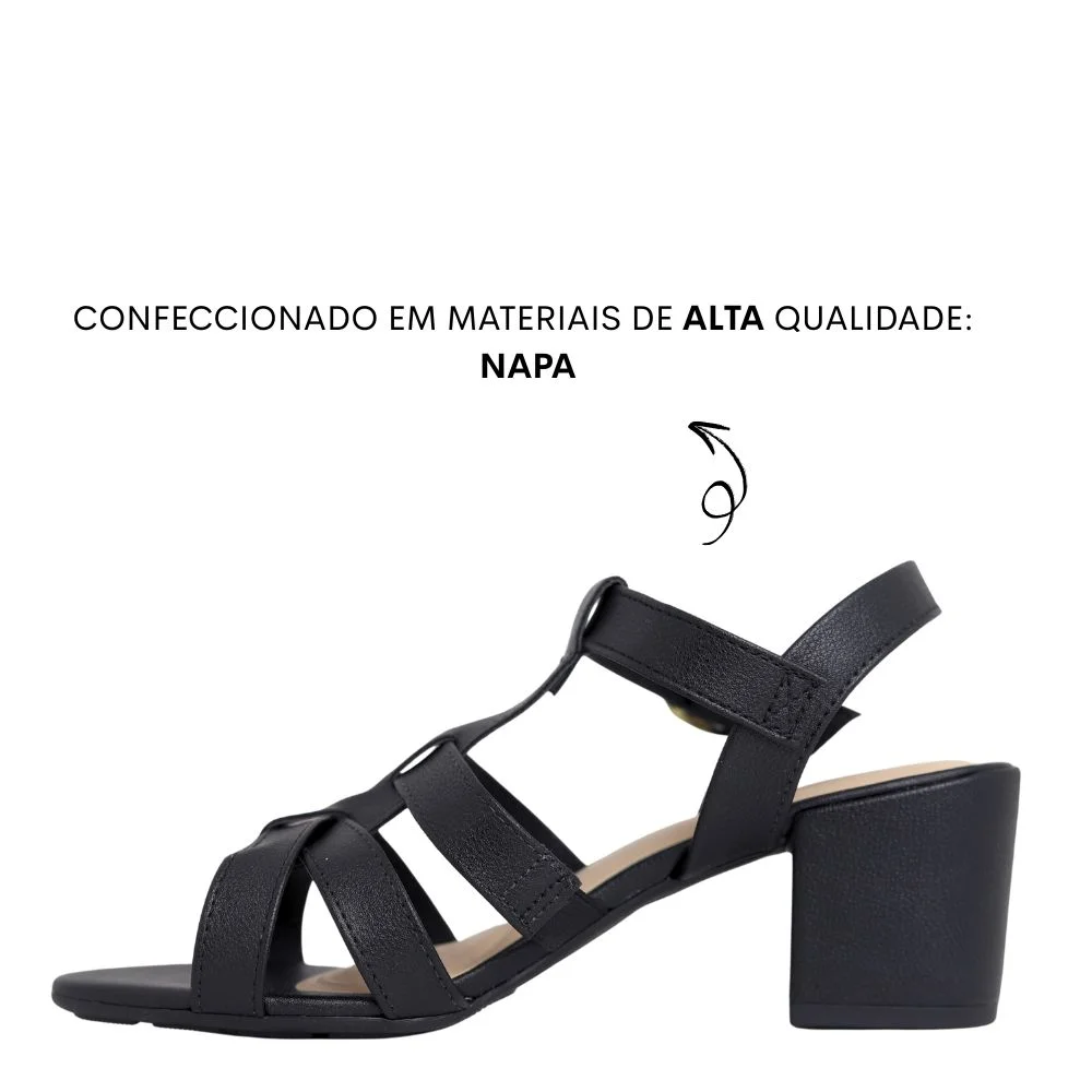 Sandália Feminina Conforto Salto Baixo Grosso Modare 7109484 Preto 3