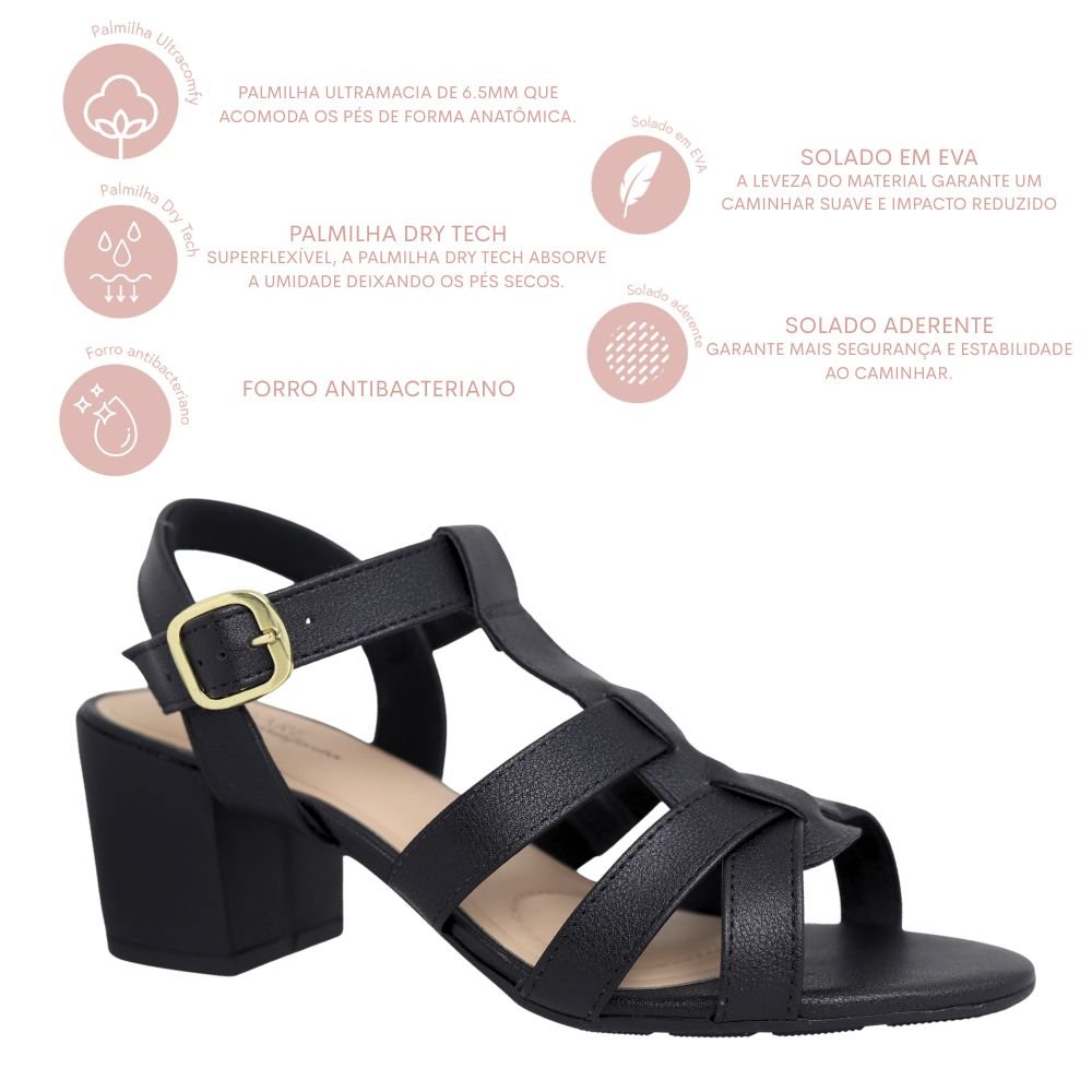 Sandália Feminina Conforto Salto Baixo Grosso Modare 7109484 Preto 4