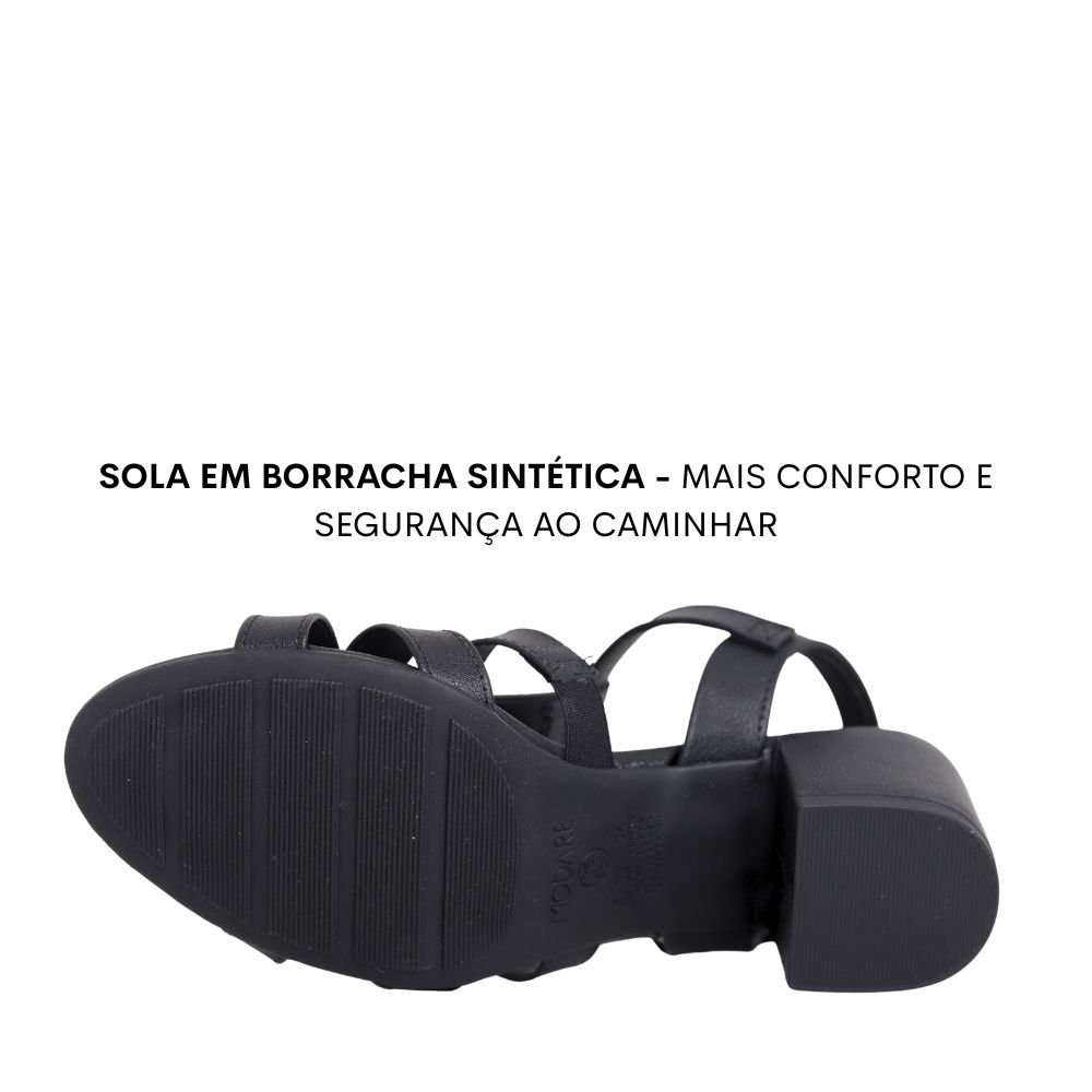 Sandália Feminina Conforto Salto Baixo Grosso Modare 7109484 Preto 5
