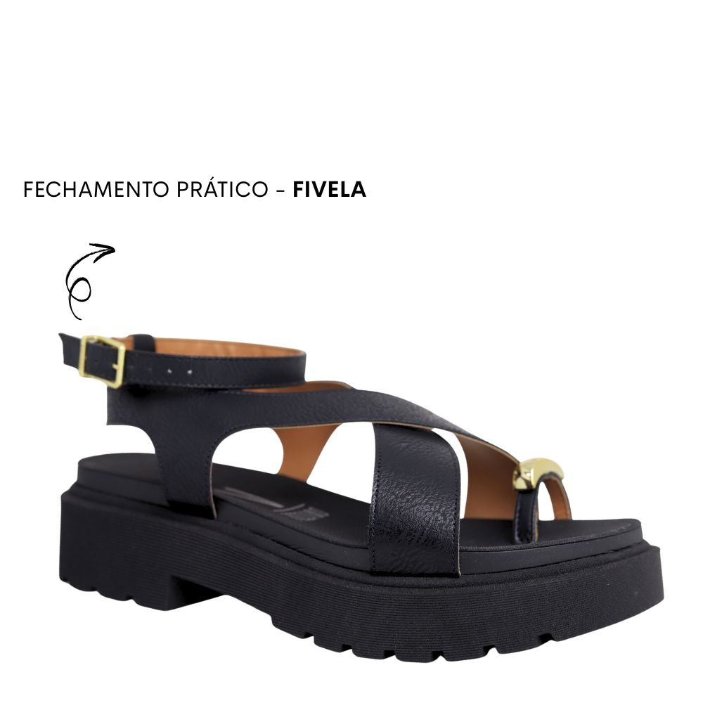 Papete Feminina Vizzano Flatform Tratorada Conforto 6499.122 Preto 4
