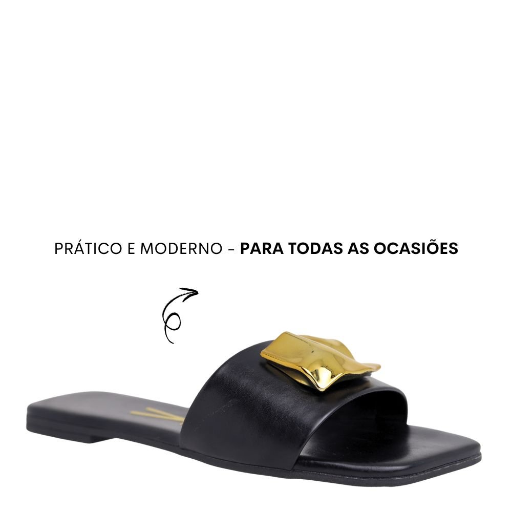 Rasteira Feminina Conforto Estilo Pingente Vizzano 6553 Preto 4