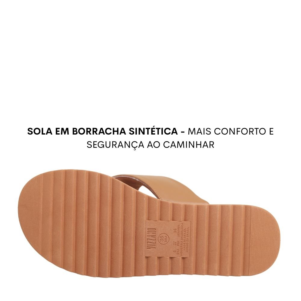 Tamanco Papete Feminina Anabela Confortável Vizzano 6492.319 Caramelo 5