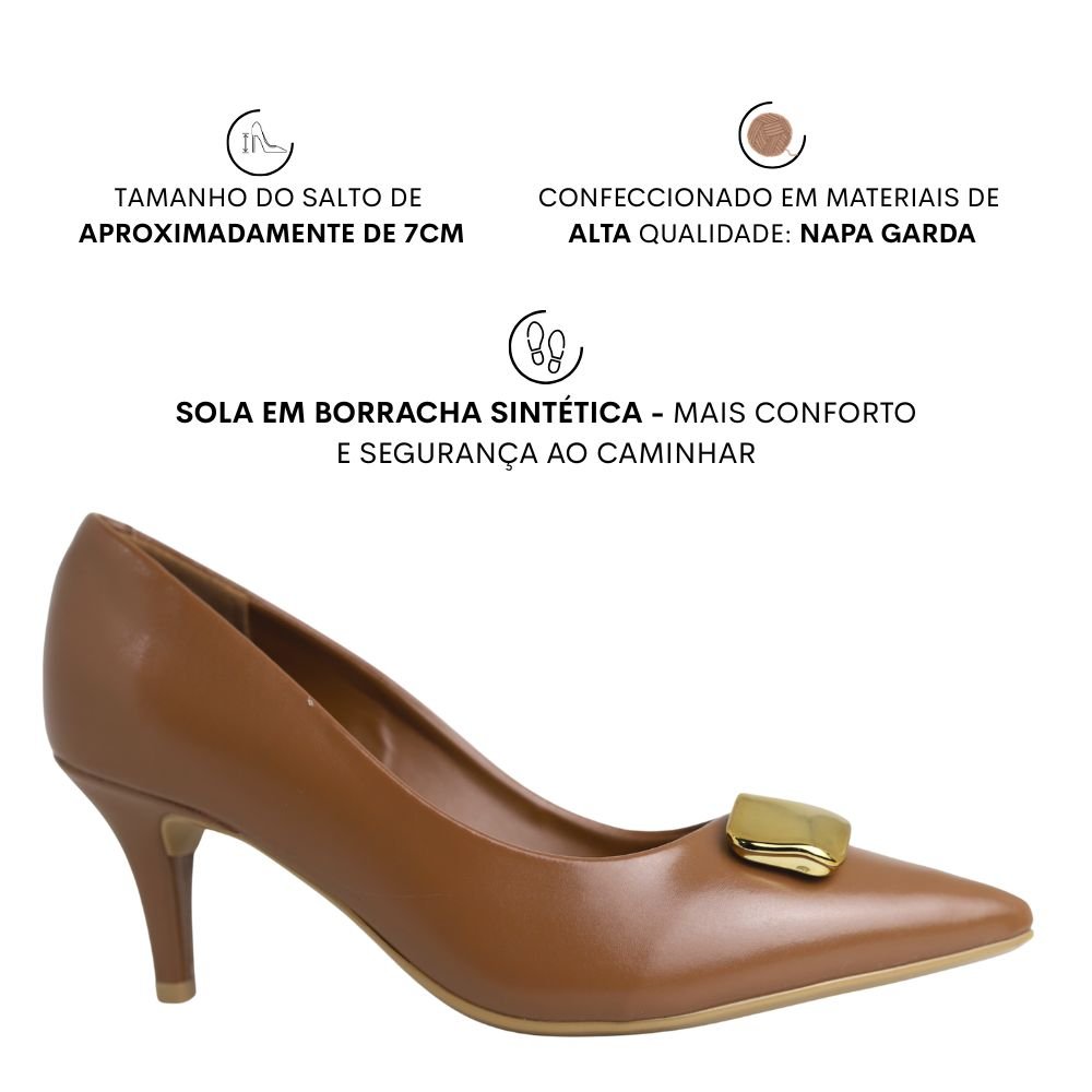 Sapato Feminino Scarpin Salto Médio Fino Vizzano 1185.1445 Marrom 2