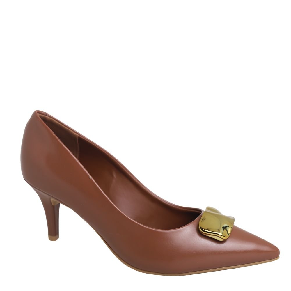 Sapato Feminino Scarpin Salto Médio Fino Vizzano 1185.1445 Marrom 4
