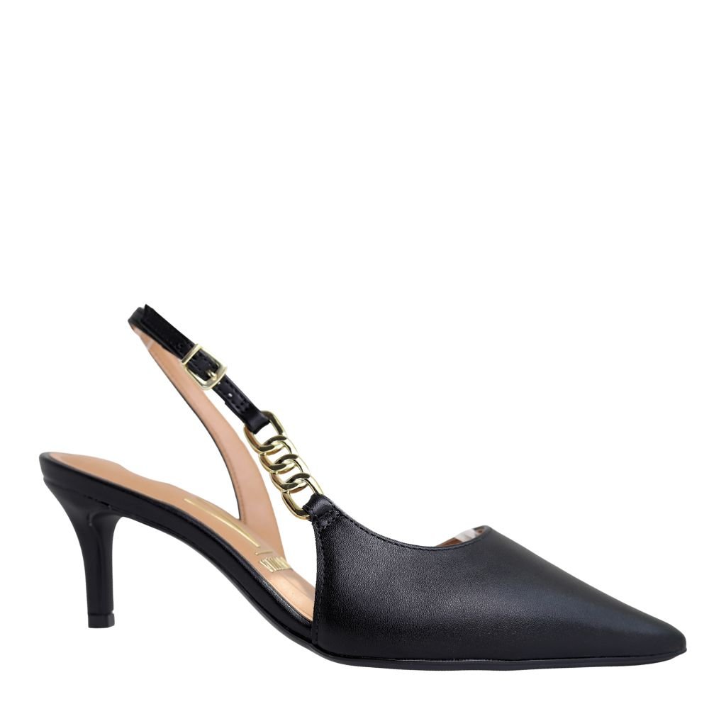 Scarpin Feminino Vizzano Slingback Corrente Pelica 1456.104 Preto 4
